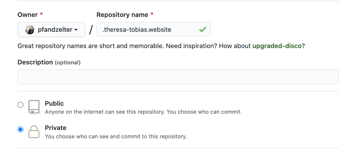 creating a new private repository on GitHub